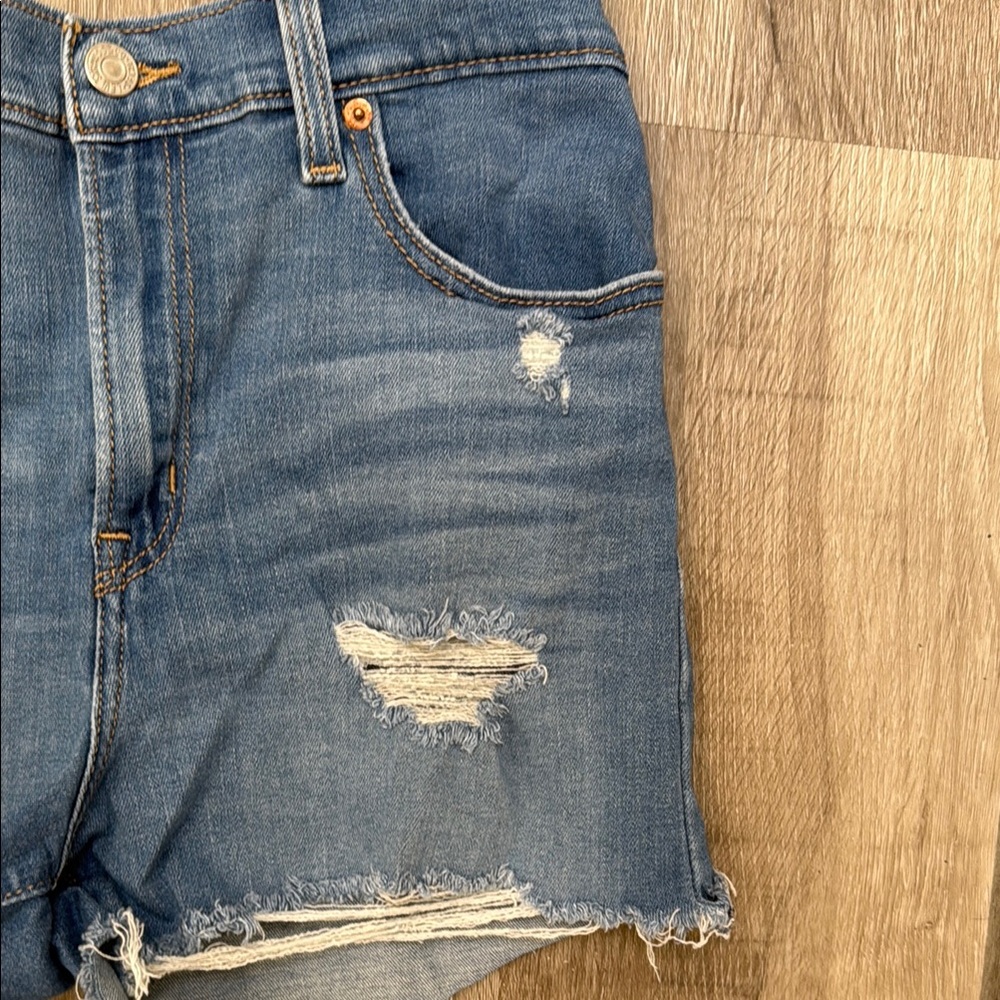 Levi’s distressed high rise shorts. - Picture 3 of 9